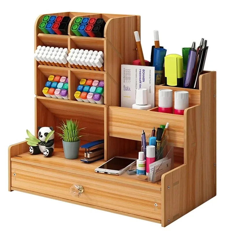 Maunia Bamboo Desk Organiser with Drawer