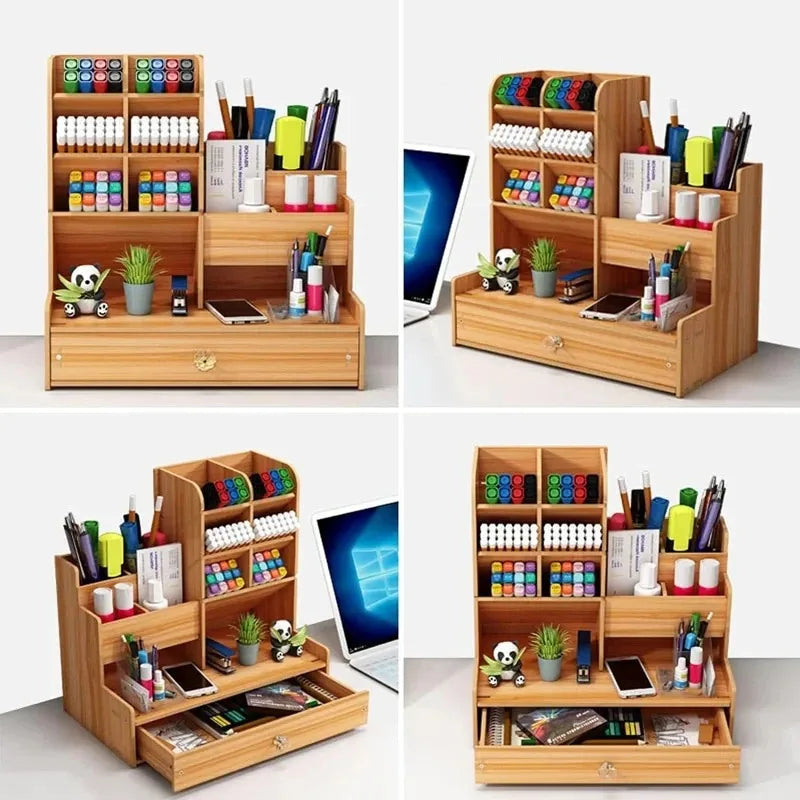 Maunia Bamboo Desk Organiser with Drawer