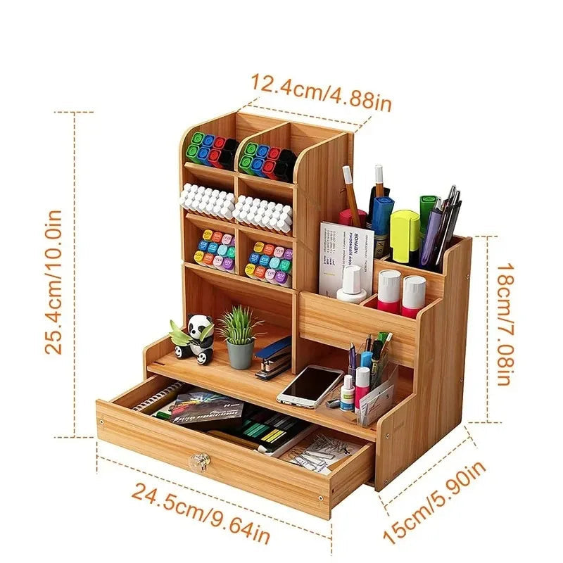Maunia Bamboo Desk Organiser with Drawer