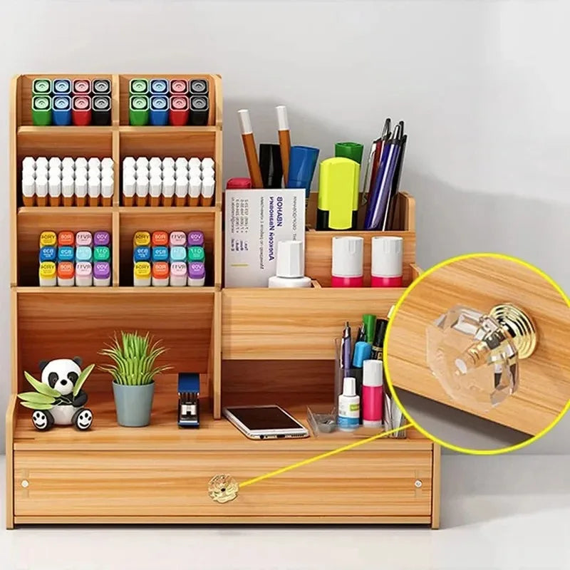 Maunia Bamboo Desk Organiser with Drawer