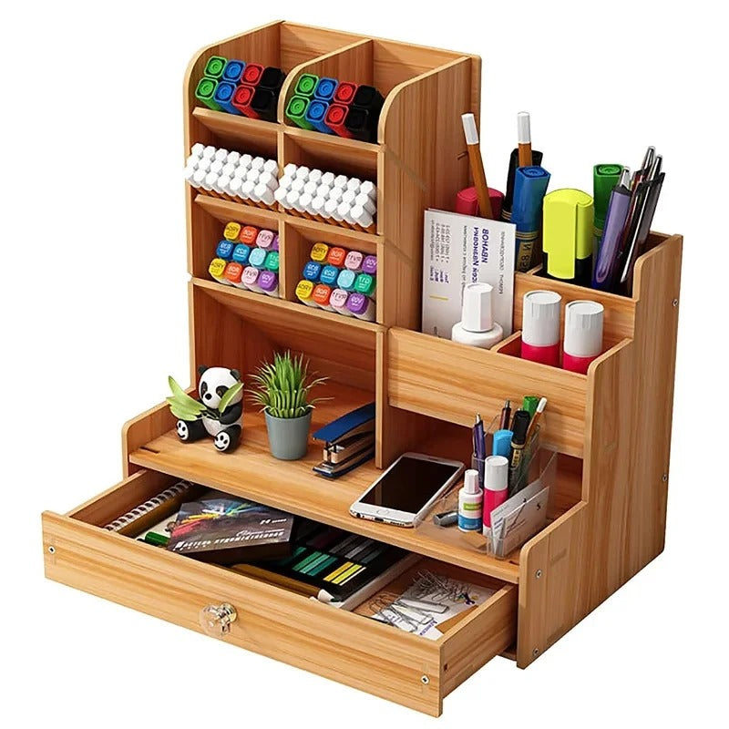 Maunia Bamboo Desk Organiser with Drawer