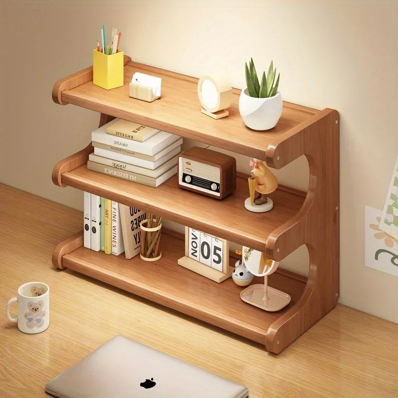 Bamboo Desk Organizer – Multi-Tier Storage Rack for Office, Home & Dorms